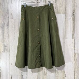 SHEIN Forest Green A-Line Skirt with Button Detail